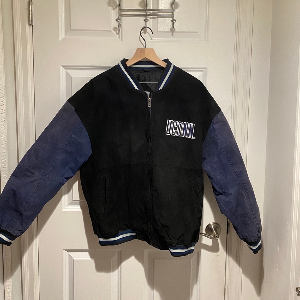 UCONN Huskies suede lettermans jacket